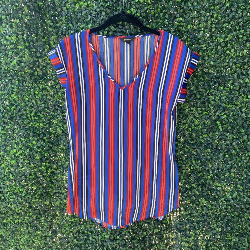 Business Casual V-Neck Striped Blouse from Express